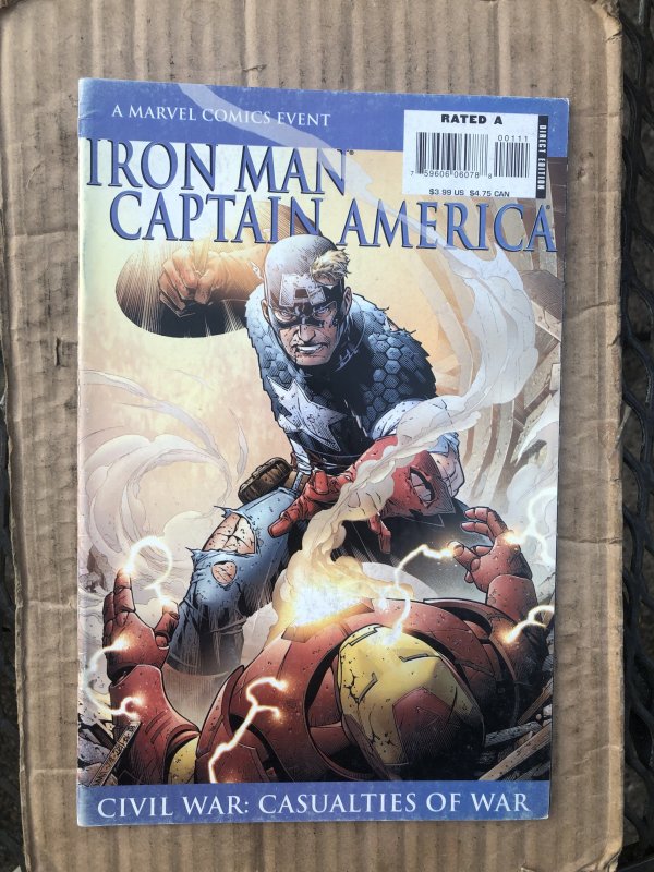 Iron Man/Captain America: Casualties of War Cover B - Cap over Iron Man (2007)