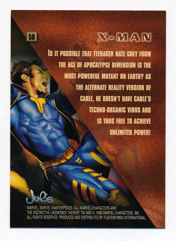 1996 Marvel Masterpieces #58 X-Man