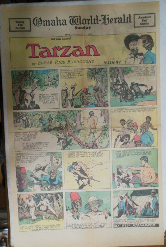 Tarzan Sunday Page by Hal Foster from 2/2/1936 Very Rare! Full Page Size