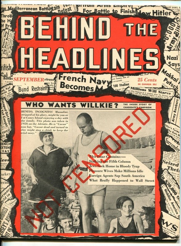 BEHIND THE HEADLINES #1 09/1940-1ST ISSUE-EXPLOITATION-SOUTHERN STATES-vf