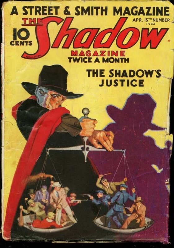 SHADOW 1933 APR 1 WALTER GIBSON SHADOW'S JUSTICE  PULP G/VG