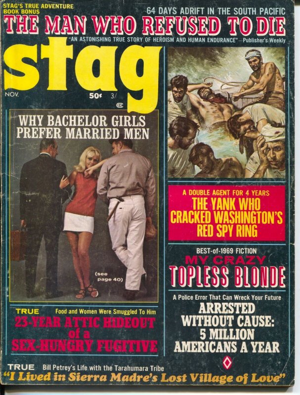 Stag 11/1968-Atlas-Commie spy ring-cheesecake-pulp crime-Mort Kunstler-VG 