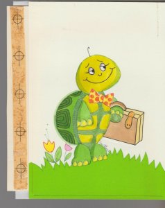 TRIP YOU'LL NEVER FORGET Cartoon Turtle w Luggage 6x7 Greeting Card Art #BV4281
