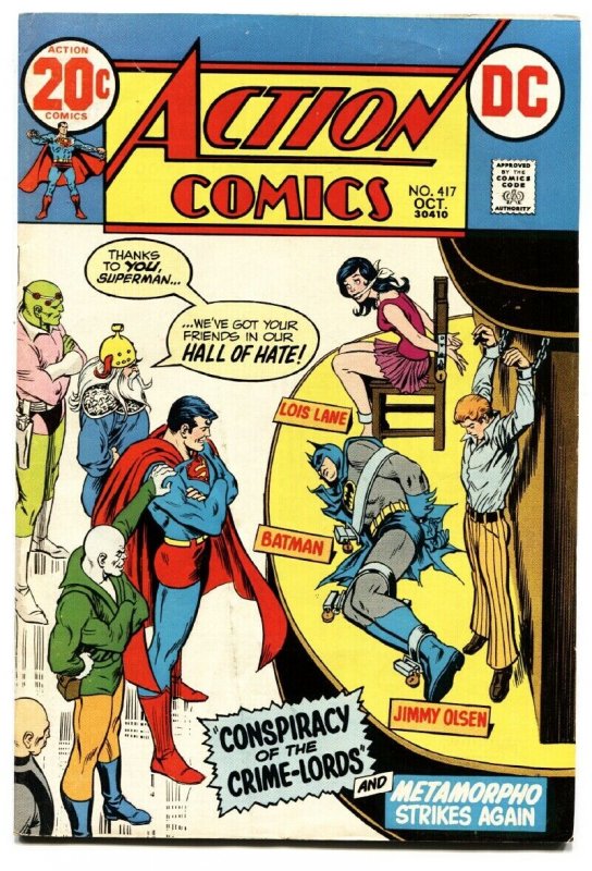 ACTION COMICS #417 comic book 1972-SUPERMAN-WOMAN TIED UP-Batman