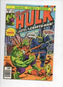 HULK #205, FN, Incredible, Bruce Banner, Crypto-Man, 1968 1976, Marvel 