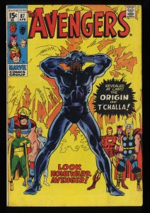 Avengers #87 VG 4.0 Origin of the Black Panther!