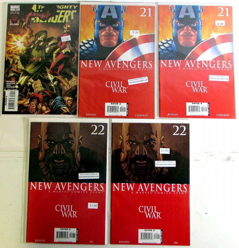 Avengers Lot 5 #Mighty 9, New 21 x2, 22 x2 2006 Marvel Civil War Comics