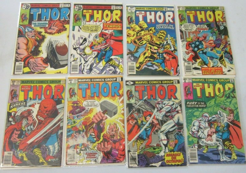 Thor comic lot from:#252-299 43 different avg 5.0 range 4.0-6.0 (1976-80)