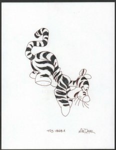 Winnie-the-Pooh Disney Black Ink Drawing - Tigger the Tiger Diving by Mike Royer