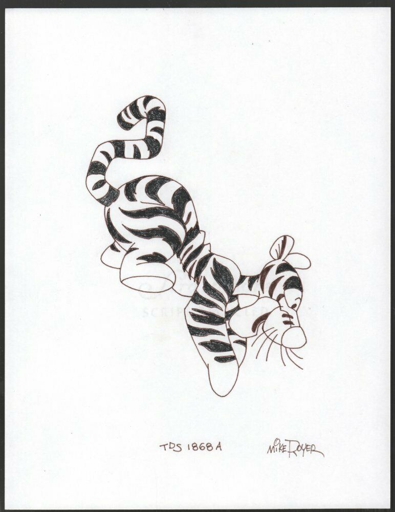 Winnie-the-Pooh Disney Black Ink Drawing - Tigger the Tiger Diving by ...