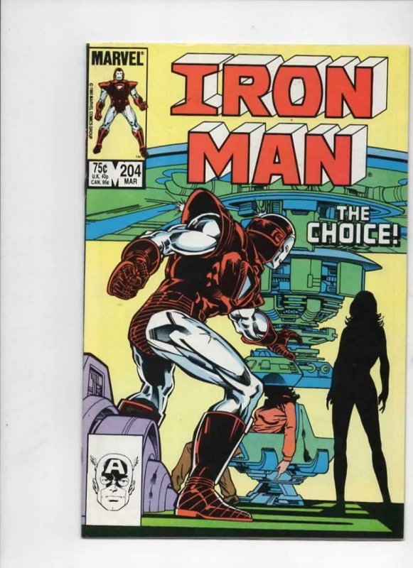 IRON MAN #204, VF/NM Tony Stark, the Choice, 1968 1986, more IM in store, Marvel