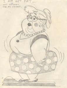 Tony Specter Original Art ~ Overweight Woman Gag (8 x 11) WH