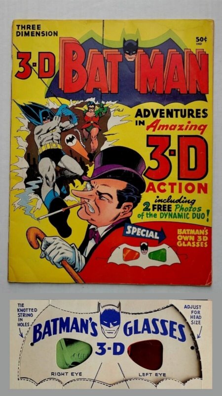 3D BATMAN + 3-D Glasses (Cond: FINE) (DC Comics 1966) Adam West, Batman TV Show 
