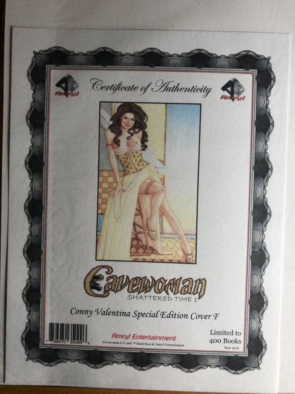 Cavewoman Shattered Time #1 (2016) Conny Valentina Special Edition Cover COA