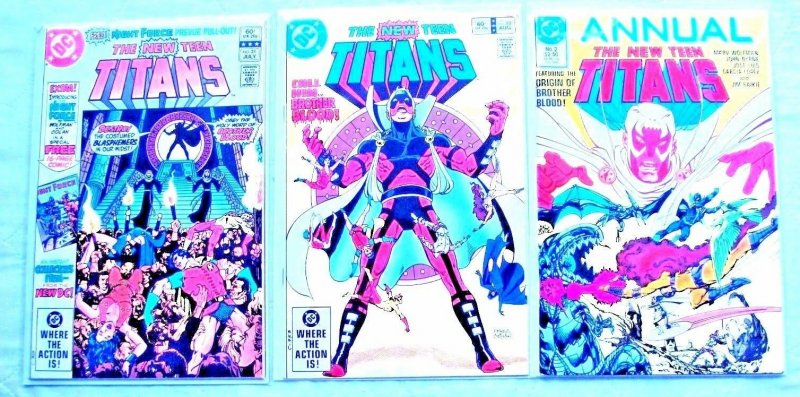 The New Teen Titans 21, 22 & Annual 2 1st Brother Blood & Origin LOT of 3 (1982)