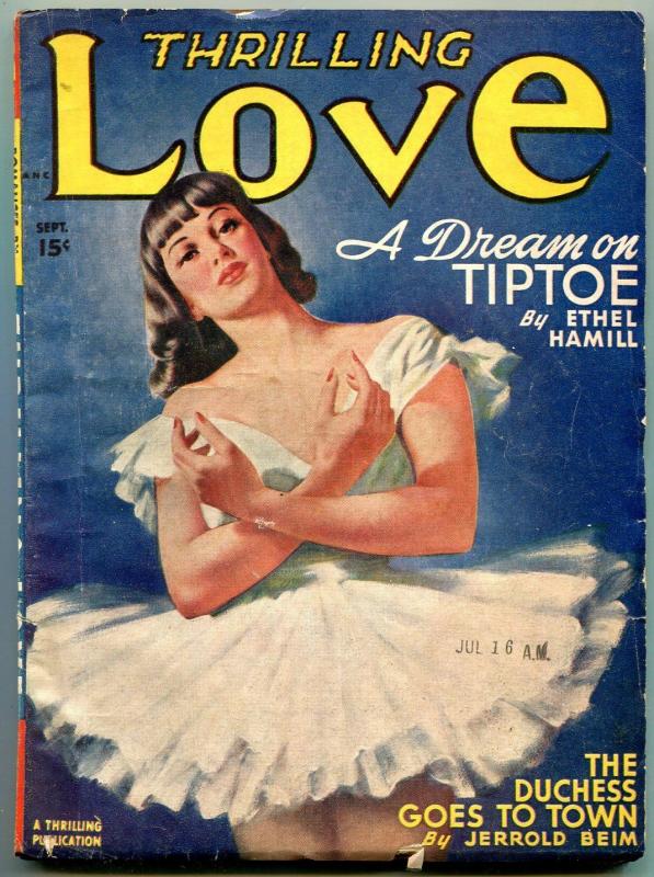 Thrilling Love Pulp September 1948- Ballerina cover- Ethel Hamill- Jerrold Beim