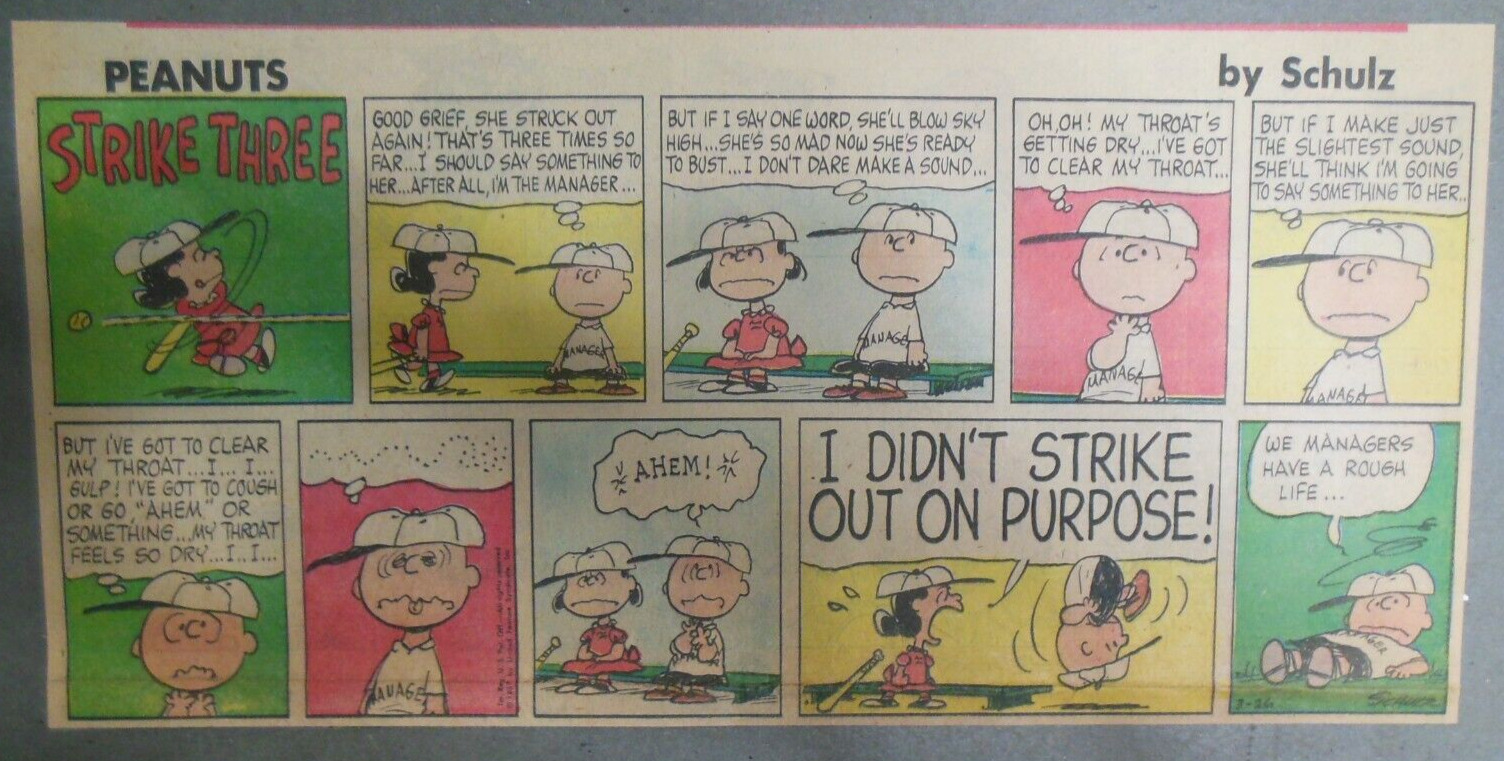 Peanuts Sunday Page by Charles Schulz from 3/26/1967 Size 7.5 x 15