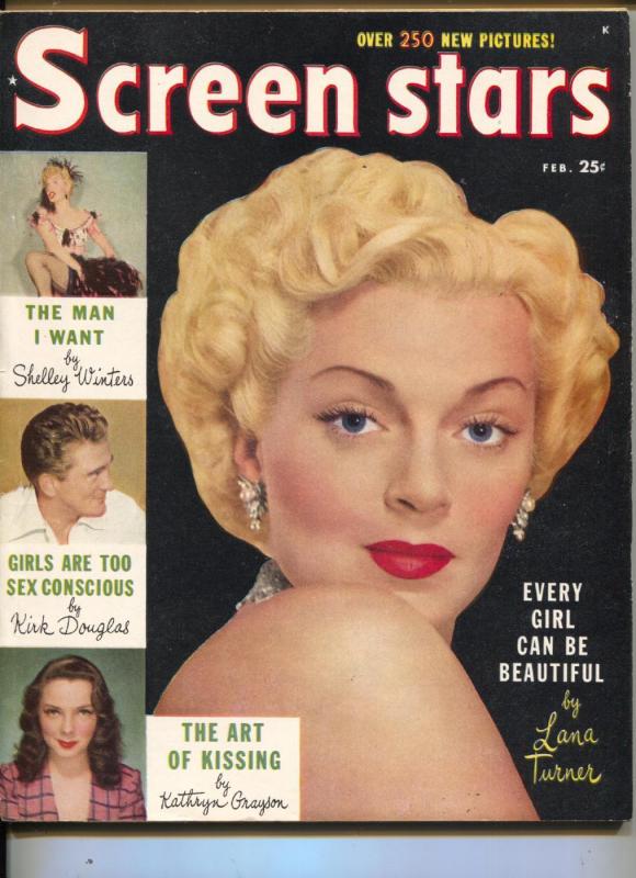 Screen Stars-Lana Turner-Joan Crawford-Kirk Douglas-Bette Davis-Feb-1950