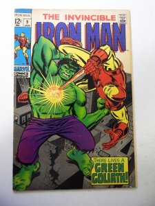 Iron Man #9 (1969) Iron Man vs Hulk! VG/FN Condition small moisture stain bc