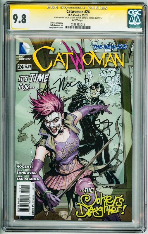 Catwoman #24 (2013) CGC Signature 9.8! Signed by Nocenti, Terry & Rachel Dodson!