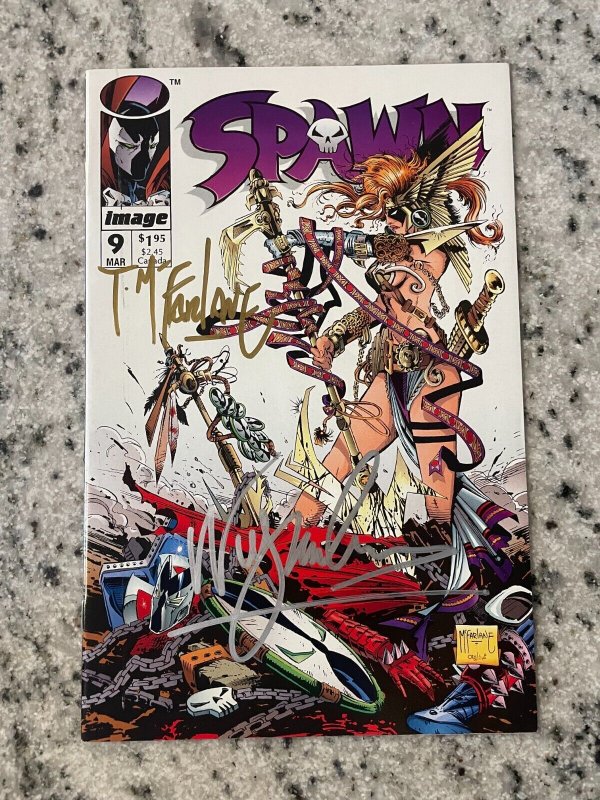 Spawn # 9 NM Image Comic Book 1st Print SIGNED By Todd McFarlane & N Gaiman J975