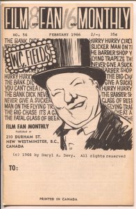 Film Fan Monthly #56 2/1966-WC Fields-Leonard Maltin-VG