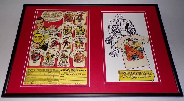 1960s Marvel T-Shirts Framed 12x18 Repro Advertising Display Spider-Man FF Hulk