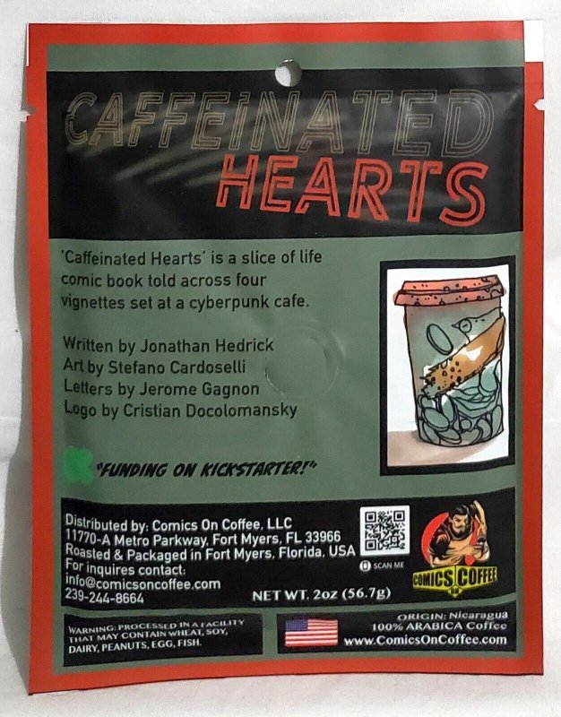 Caffeinated Hearts Kickstarter 2 oz Comics On Coffee Packet Stefano Cardoselli 