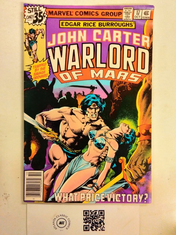 John Carter, Warlord of Mars #17 VF Marvel Comic Books Burroughs 16 HH28
