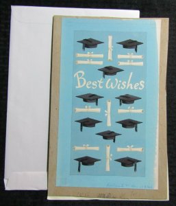 BEST WISHES Graduation Cap & Diplomas 8x12 Greeting Card Art #G1136