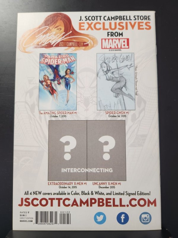 Amazing Spider-Man #1 - Signed J. Scott Campbell w/COA / Encased (9.0/9.2) 2015