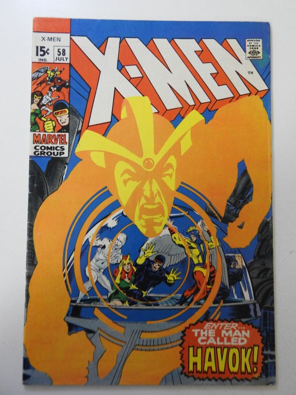 X-Men #58 VG Condition centerfold detached top staple