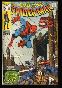 Amazing Spider-Man #95 VF+ 8.5 White Pages Spidey in London!