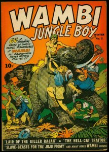 Wambi Jungle Boy #2 1942- Elephant cover-Fiction House Kiefer art- F/VF