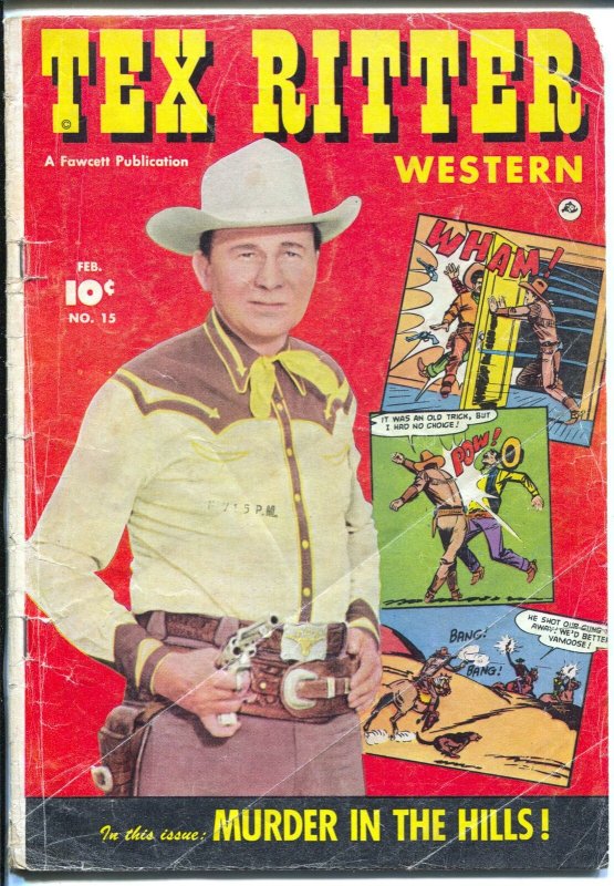 Tex Ritter Western #15 1953-movie photo cover-cowboy thrills-G