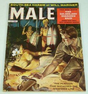 Male Vol. 7 #11 December 1957 World War II $10,000,000 raid - south sea harem  