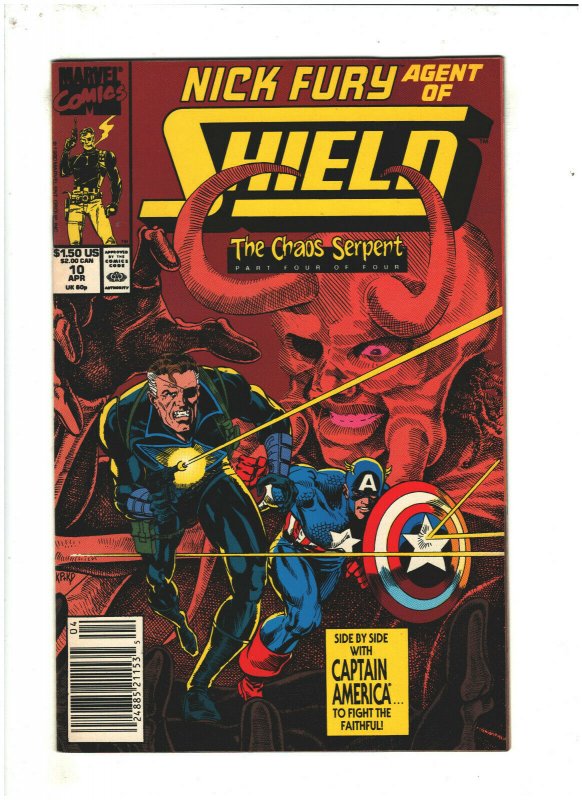 Nick Fury, Agent of Shield #10 VF+ 8.5 Newsstand Marvel 1990 Captain America app 