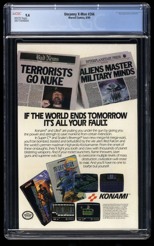 Uncanny X-Men #266 CGC NM 9.4 White Pages 1st Gambit!