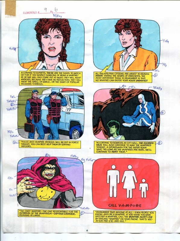 Elementals #9 Page #6 Original Color Guide Ken Feduniewicz