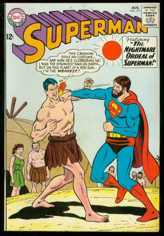 SUPERMAN #171 1964-DC COMICS-CAVE MAN COVER BOXING VG