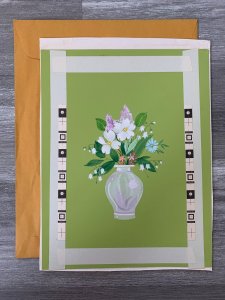 THINKING OF YOU Flowers with Light Green B/G 8X11 Greeting Card Art C9825