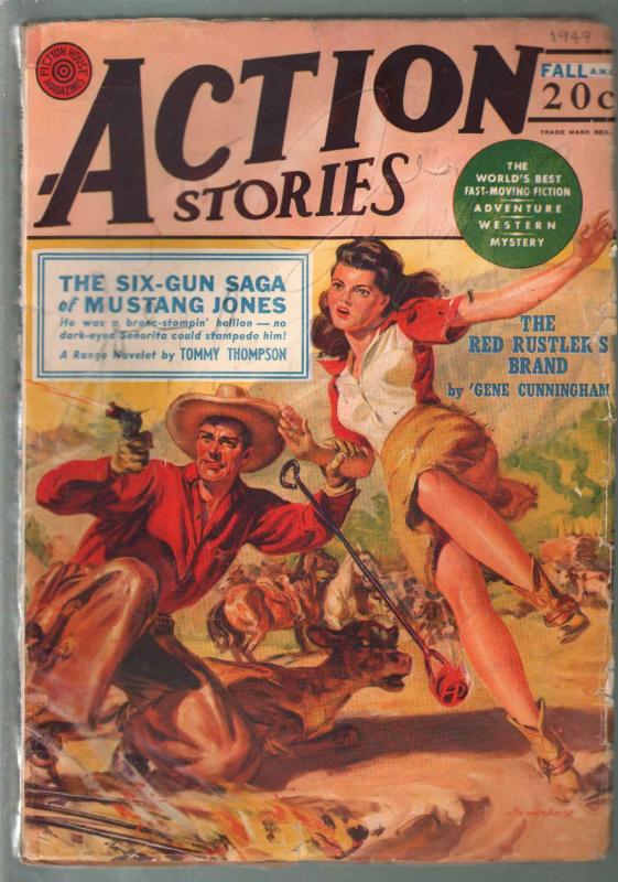 Action Stories-Fall 1949-Norman Saunders Good Girl Art cover-Dan Cushman jung...