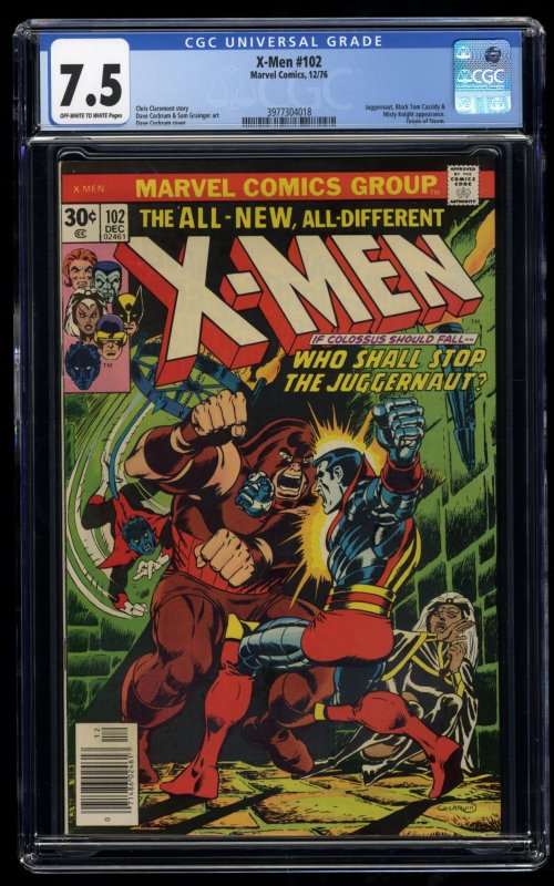 X-Men #102 CGC VF- 7.5 Off White to White Juggernaut!