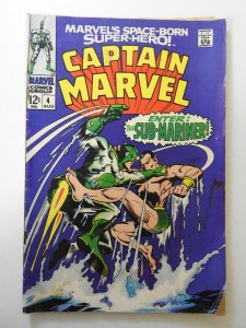 Captain Marvel #4 (1968) GD+ Condition moisture damage