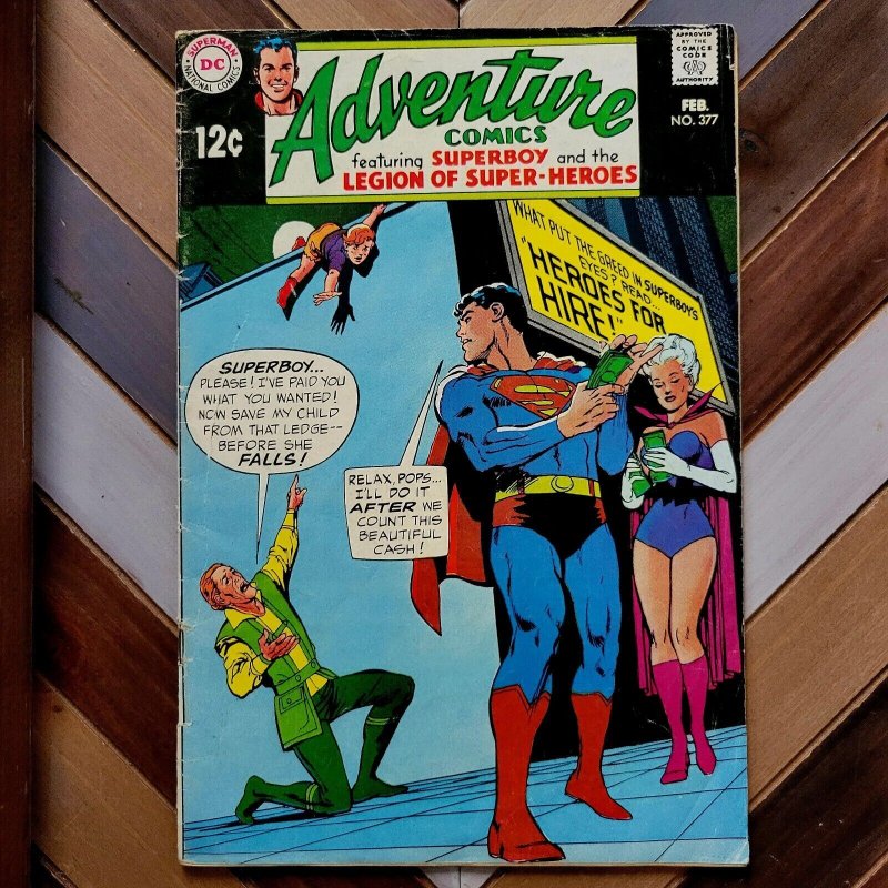 Adventure Comics #377 G (DC 1969) SUPERBOY, LEGION of SUPER HEROES, Neal Adams!