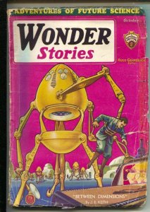 Wonder Stories 10/1931-Robots on cover by Frank R. Paul-early sci-fi pulp-G/VG