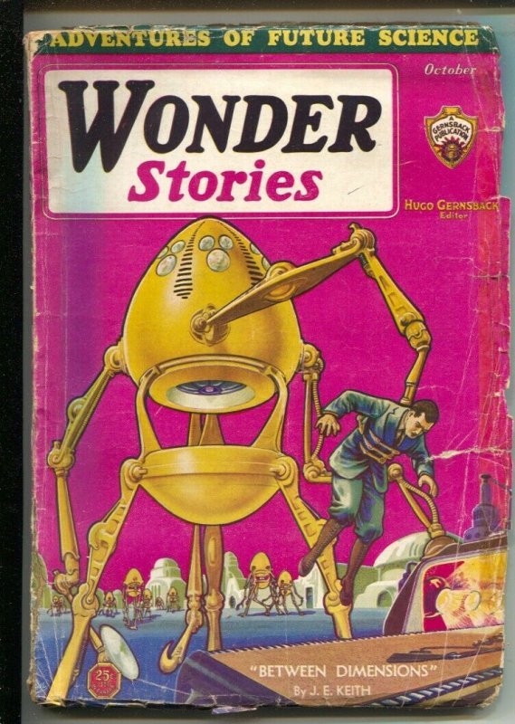Wonder Stories 10/1931-Robots on cover by Frank R. Paul-early sci-fi pulp-G/VG