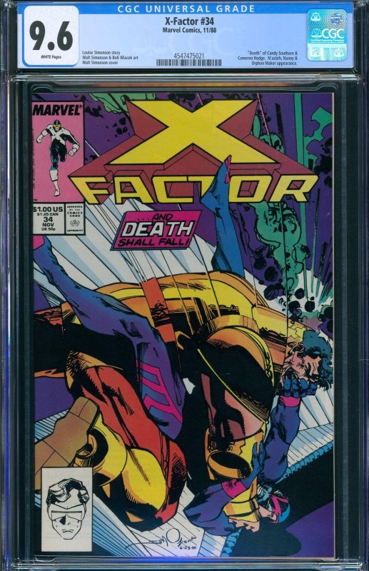 X-Factor #34 (Marvel, 1988) CGC 9.6 WHITE Pages