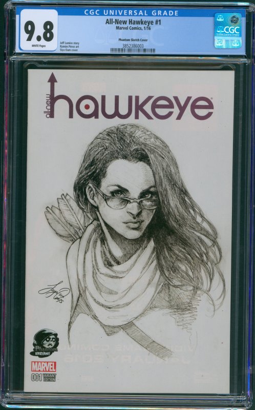 All-new Hawkeye 1 CGC 9.8 Phantom Sketch Cover