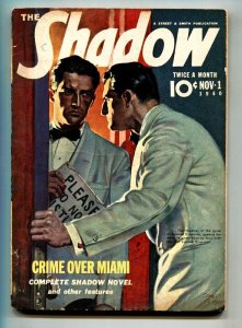 PULP:  SHADOW 1940 Nov 1-Crime Over Miami- STREET AND SMITH-RARE PULP VG/FN